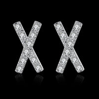 Sterling Silver Plated Earrings Stud AAA Zirconia Push Back X 0.32" L413