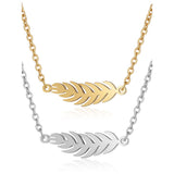 Stainless Steel Pendant Necklaces Leaf Silver Gold 17.1" P383