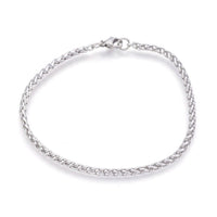 304 Stainless Steel Wheat Chain Bracelet Lobster Silver Color 7.8" 3mm  A115