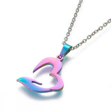 Stainless Steel Set Stud Earring Pendant Necklace Heart 17.7" Pin 0.8mm P491