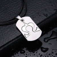 Men's Unisex Stainless Steel Leather Pendant Necklace Military Tag L5