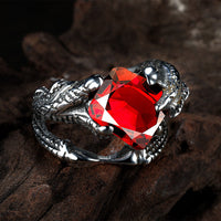 Stainless Steel Vintage Antique Ring Men Biker Ghotic Dragon Claw Red Black B529