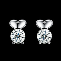 Sterling Silver Plated  Earrings  Stud AAA Zirconia  Push Back Clasp L799