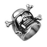 Stainless Steel Antique Gothic Biker Tribal Ring Black Men's Unisex Skull B176