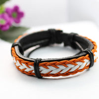 Genuine Leather Bracelet Men's Unisex  Wrap Tribal Black Brown White H32