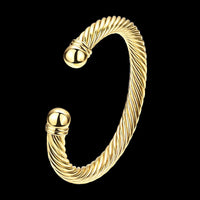 Yellow Gold Plated Bracelet Adjustable Size 8MM No Clasp L170