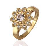 Gold Zirconia Flower Band Ring Size 8 B107