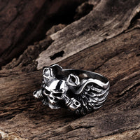 Stainless Steel Antique Gothic Biker Tribal Ring Black Men's Unisex Skull B179