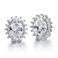 White Gold Plated Earring  Round AAA Cubic Zirconia Women's G219