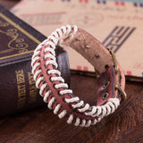 Leather Bracelet  Brown 9 Inches 20MM Push button L454