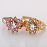 Gold Zirconia Flower Band Ring Size 8 B107