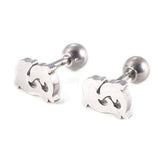 304 Stainless Steel Ear Plugs Ear Studs Dolphins Silver 7.5x5x2mm  1mm Z345
