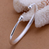 Women's Mens Unisex Sterling Silver Plated Bracelet Adjustable 5MM no clasp L30