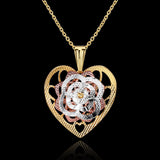 Yellow Rose Gold  Plated Necklace Pendant Heart 19 Inches 1MM Lobster B280