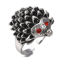 Cuff Ring Rhinestone Ring Hedgehog Antique Silver Size 8 Adjustable 18mm P446
