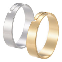 304 Stainless Steel Plain Band Rings Gold Silver Adjustable Size Z736