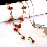 Yellow Red Beads Leaf Beds Lucky Good Luck Necklace L77