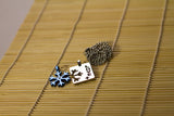 Stainless Steel Lovers Snowflake Pendant Beads Necklace Unisex Silver Blue L172