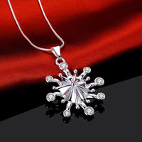 Sterling Silver Plated Necklace  Women's Pendant Flower Drop Lobster Clasp B373