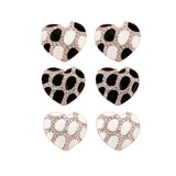 Rose Gold Platinum  Plated  Earrings Stud AAA Zirconia Push Back Heart .76" L302