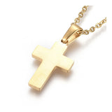 Stainless Steel Pendant Necklace Chain Lobster Religion Cross Gold 17.5" A237