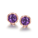 Rose Gold Plated Earrings Stud Czech Drill AAA Zirconia Push Back .34 L172