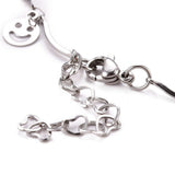 Stainless Steel Scalloped Necklace Smile Face Charms Lobster Silver 17" Z528