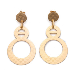 Stainless Steel Dangle Stud Earrings Laser Cut Gourd Gold 62mm 0.8mm Z336