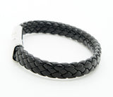 Men Women's PU Leather Bracelet Brass Clasp Bracelet Black