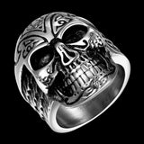 Stainless Steel  Antique Gothic Biker Tribal Ring Black Men's Unisex Skull B177