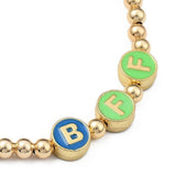 Stretch Bead Bracelet Friendship Bracelet Enamel Word BFF Best Friend Gold Z153