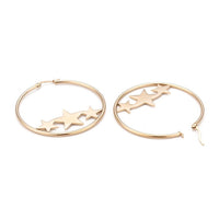 Stainless Steel Hoop Earrings Hypoallergenic Star Gold 12 50x2mm 0.8x1mm Z324