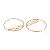 Stainless Steel Hoop Earrings Hypoallergenic Star Gold 12 50x2mm 0.8x1mm Z324