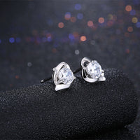 Sterling Silver Earrings  Stud AAA Zirconia  Push Back Clasp L738