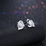 Sterling Silver Earrings  Stud AAA Zirconia  Push Back Clasp L738