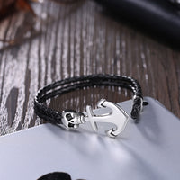 Stainless Steel Leather Bracelet 8 Inches 9MM Hook Clasp L386