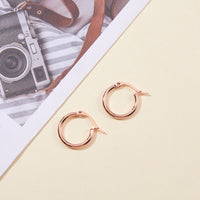 Stainless Steel Hoop Earrings Rose Gold Gold Silver 25x2mm 0.7x1mm 3Pairs Z386