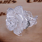 Sterling Silver Plated Zirconia Rose Flower Band Ring Size 8 B138