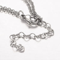 Two Tier Stainless Steel Necklaces Heart Findings Lobster Clsp Silver 15.3" P672