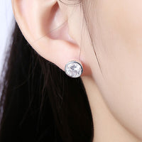 Sterling Silver Plated Earrings Stud AAA Zirconia Push Back .4" L335