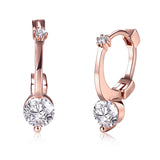 Rose Gold Plated Earrings Hoop Huggies AAA Zirconia  Latch Back Clasp L463