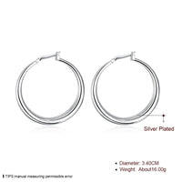 Sterling Silver Plated Earrings Hoop Hinged Hoop 1.36" L332