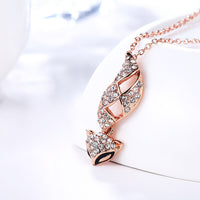 Rose Gold Plated Necklace Pendant Fox Sugar Glide Zirconia B78