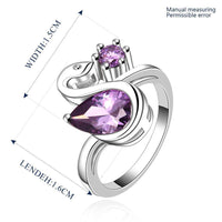 Sterling Silver Plated  Zirconia Swan Purple Band Ring Size 8 B52