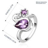 Sterling Silver Plated  Zirconia Swan Purple Band Ring Size 8 B52