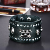 Leather Bracelet Handmade Black 8 Inches 48MM  Button Clasp L512