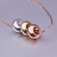 Rose Gold Plated  Necklace Pendant Gold Rose Beads 21 Inches 1MM Lobster B75