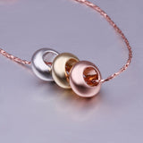 Rose Gold Plated  Necklace Pendant Gold Rose Beads 21 Inches 1MM Lobster B75