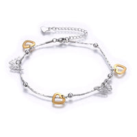 Stainless Steel Charm Bracelet Lobster Heart Butterfly Silver 8.6" Z221