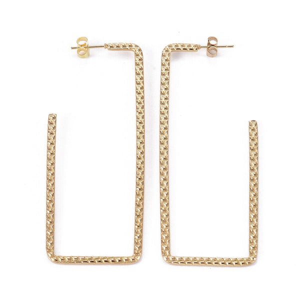 Stainless Steel Earrings Hypoallergenic Earrings Rectangle 75x29x1.7mm  Z404